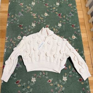 For Love And Lemons Cream Cardigan with Floral Details